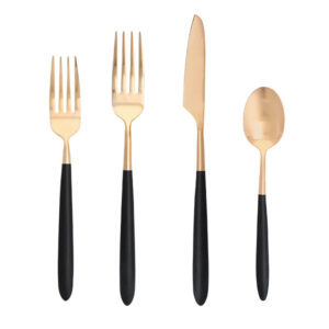 Velo Black & Gold Brushed Flatware