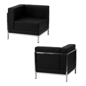 Contemporary Black Leather Left Corner Chair