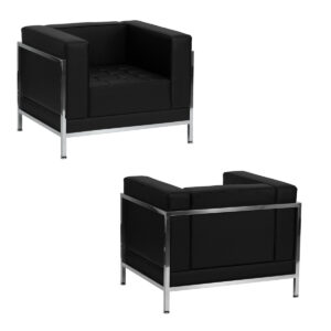 Contemporary Black Leather Arm Chair