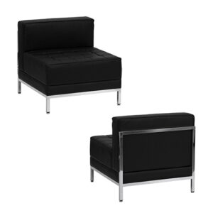 Contemporary Black Leather Middle Chair