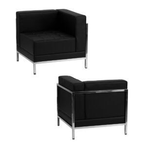 Contemporary Black Leather Right Corner Chair