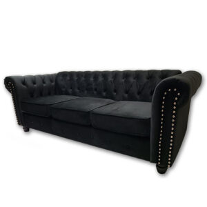 Chesterfield Black Velvet Sofa