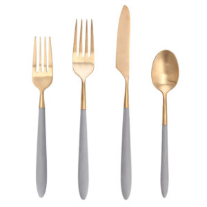 Velo Gray & Gold Brushed Flatware