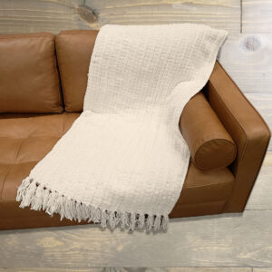 Ivory Basketweave Throw Blanket