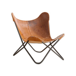 Marco Brown Leather Butterfly Chair