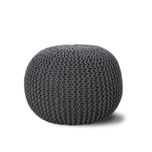 Nahunta Knit Weave Gray Pouf 20″