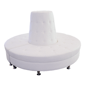 White Leather Round Banquette Sofa