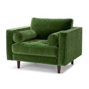 Sven Grass Green Velvet Armchair