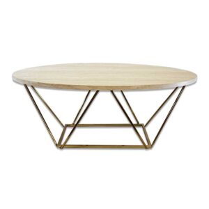 Tarica Gold and Ivory Oval Coffee Table