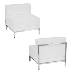 Contemporary White Leather Middle Chair