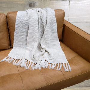 White Woven Throw Blanket