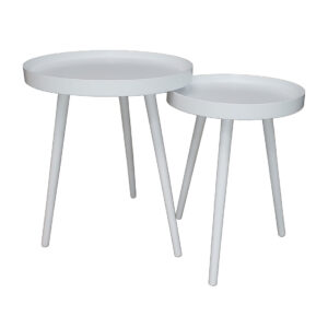 Round White Spindle Leg Nesting Tables