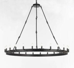 Wrought Iron Industrial Loft Chandelier 50″