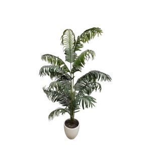 Faux Palm Plant in White Ceramic Planter 5′