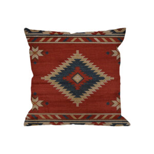 Aztec Rust Teal Pillow 18″x18″