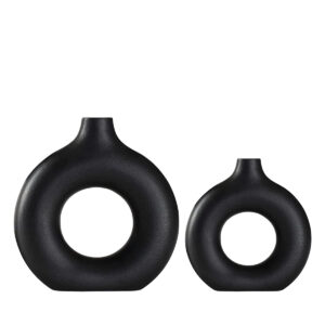 Modern Black Rounded Vase Set