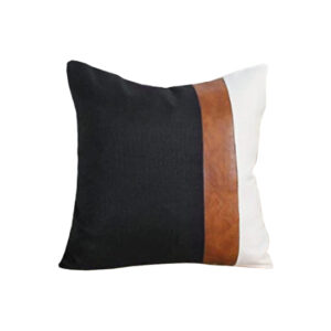 Black Leather Stripe Pillow