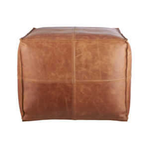 Leather Patch Pouf