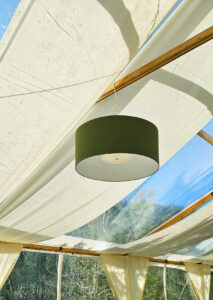 Green drum chandelier for rent in Park City Utah