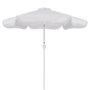 White Scalloped Umbrella with Fringe