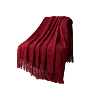Maroon Knit Throw Blanket