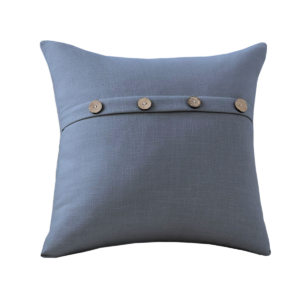 Linen Blue Grey Button Pillow 20″ x 20″
