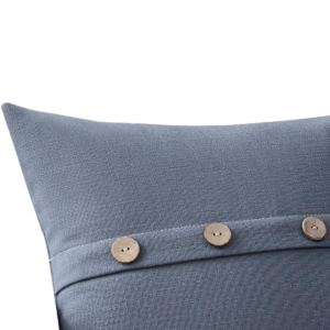 Linen Blue Grey Button Pillow 20″ x 20″