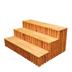 Reeded Wood 3 Step Stair
