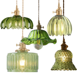 Green Glass Pendant Lights – Assorted